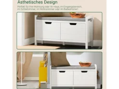 SoBuy Regal Weiß|Sitzbänke^Schuhbank mit Sitzfläche Sitzbank aus MDF 91x51x30cm Weiß-Grau FSR63-II-W
