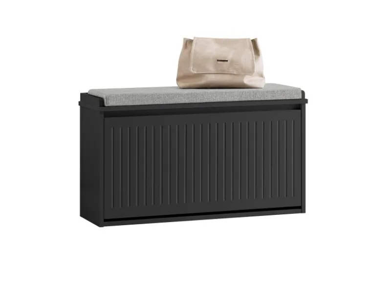 SoBuy Regale Schwarz^Schuhbank mit Sitzfläche Schmal Schuhregal für Flur 80x45x26cm Schwarz FSR98-L-SCH