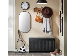 SoBuy Regale Schwarz^Schuhbank mit Sitzfläche Schmal Schuhregal für Flur 80x45x26cm Schwarz FSR98-L-SCH