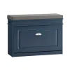SoBuy Schuhbank Schmal mit Klappe Garderobenbank mit Sitzkissen Blau FSR82-L-B