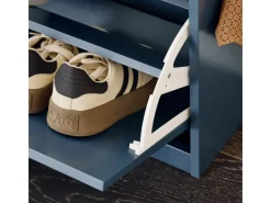 SoBuy Schuhbank Schmal mit Klappe Garderobenbank mit Sitzkissen Blau FSR82-L-B