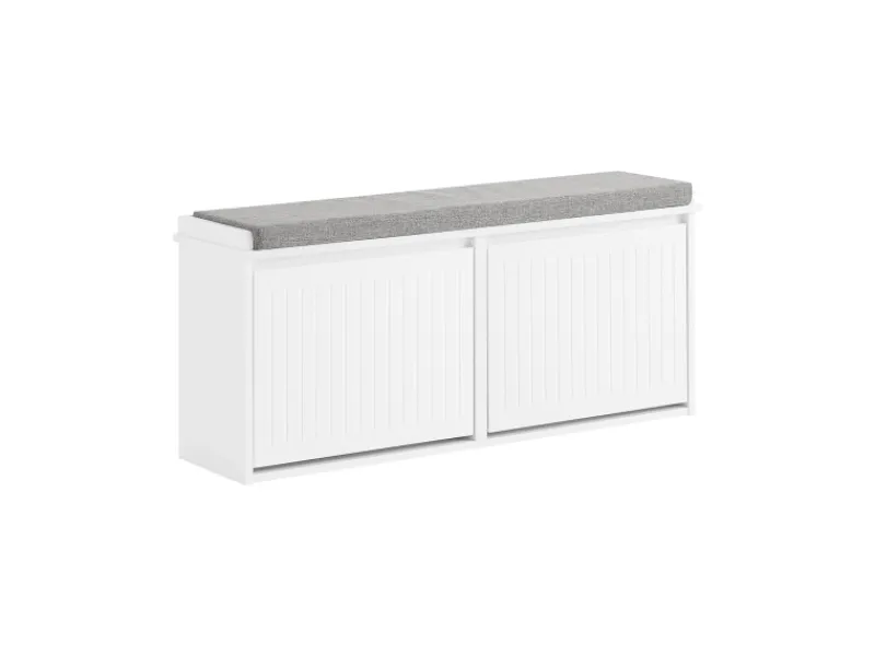 SoBuy Kissen^Schuhbank Schmal mit 2 Klappen Garderobenbank mit Sitzkissen FSR98-XL-W