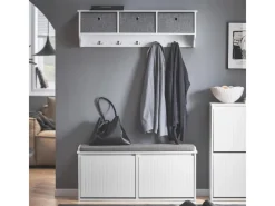 SoBuy Kissen^Schuhbank Schmal mit 2 Klappen Garderobenbank mit Sitzkissen FSR98-XL-W