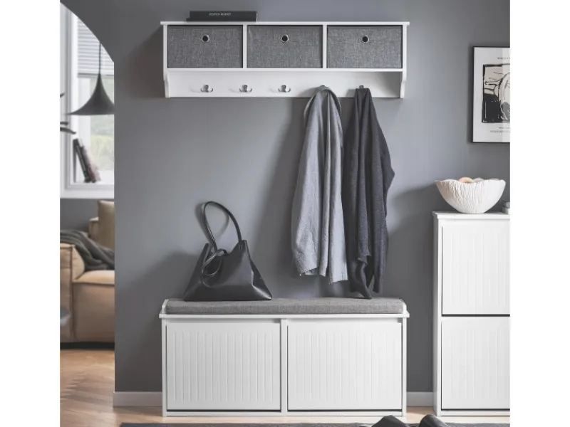 SoBuy Kissen^Schuhbank Schmal mit 2 Klappen Garderobenbank mit Sitzkissen FSR98-XL-W
