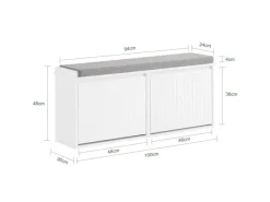 SoBuy Kissen^Schuhbank Schmal mit 2 Klappen Garderobenbank mit Sitzkissen FSR98-XL-W