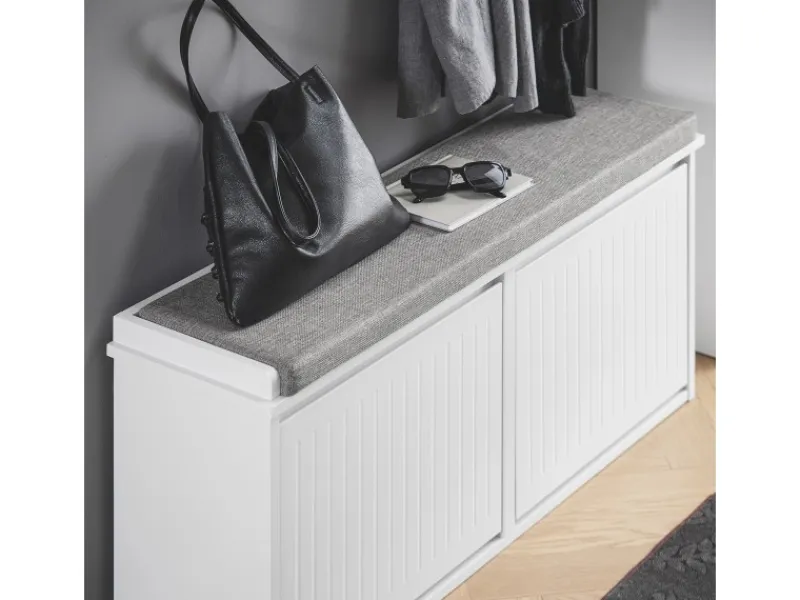 SoBuy Kissen^Schuhbank Schmal mit 2 Klappen Garderobenbank mit Sitzkissen FSR98-XL-W