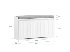 SoBuy Regal Weiß|Kissen^Schuhbank Schmal mit Klappe Garderobenbank mit Sitzkissen FSR98-L-W