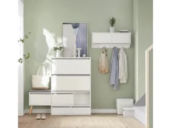 SoBuy Hocker^Schuhkipper Flurschrank Schuhschrank mit Sitzbank Weiß FSR134-W