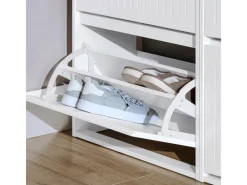 SoBuy Sitzbänke^Schuhkipper mit 2 Klappen Schuhschrank Schuhkommode Weiß FSR165-K-W