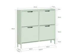 SoBuy Sitzbänke^Schuhkipper mit 4 Klappen Schuhschrank Schuhkommode Grün FSR100-GR