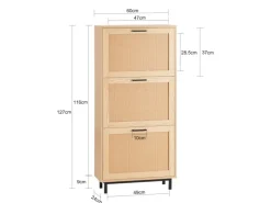 SoBuy Schuhkipper mit 3 Klappen Schuhschrank Schuhkommode Natur FSR155-N