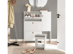 SoBuy Schuhkipper mit 3 Klappen Schuhschrank Schuhkommode Weiß FSR107-W