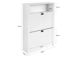 SoBuy Schuhkipper Schuhschrank mit 2 Klappen Schuhregal Weiß 80cm FSR87-W