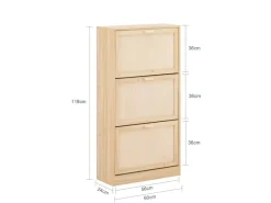 SoBuy Sitzbänke^Schuhschrank mit 3 Klappen Schuhregal Schuhkommode 60x118x24cm Natur FSR159-N