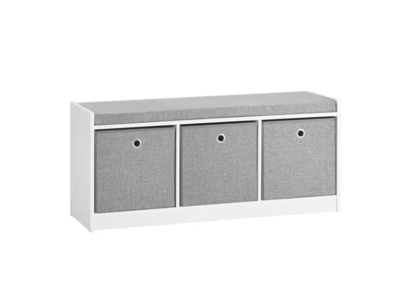 SoBuy Regal Weiß|Sitzbänke^Schuhtruhe mit Stauraum Sitzbank Schuhbank Weiß Holzwerkstoff FSR65-DG