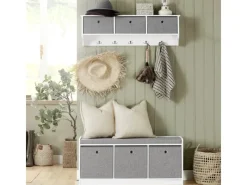 SoBuy Regal Weiß|Sitzbänke^Schuhtruhe mit Stauraum Sitzbank Schuhbank Weiß Holzwerkstoff FSR65-DG