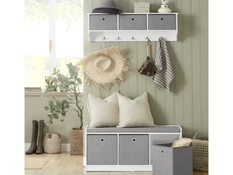 SoBuy Regal Weiß|Sitzbänke^Schuhtruhe mit Stauraum Sitzbank Schuhbank Weiß Holzwerkstoff FSR65-DG