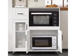 SoBuy Schränke^Sideboard auf Rollen Küchenwagen Mikrowellenschrank Rollwagen FSB78-W