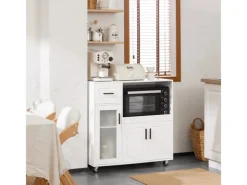 SoBuy Schränke^Sideboard auf Rollen Küchenwagen Mikrowellenschrank Rollwagen FSB78-W
