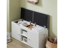 SoBuy Sitzbank mit 2 Sitzkissen und Stauraum PB Weiß FSR96-W