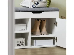 SoBuy Sitzbank mit 2 Sitzkissen und Stauraum PB Weiß FSR96-W