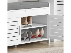 SoBuy Kissen^Sitzbank mit Stauraum Schuhbank MDF Weiß 90cm FSR102-W