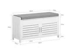 SoBuy Kissen^Sitzbank mit Stauraum Schuhbank MDF Weiß 90cm FSR102-W