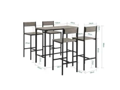 SoBuy Sitzgruppe mit 4 Hockern Holz Metall Natur Schwarz OGT14-N