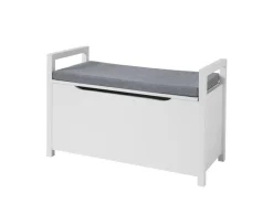 SoBuy Sitztruhe mit Klappe Spieltruhe Weiß Holzwerkstoff FSR76-W