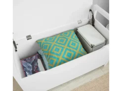 SoBuy Sitztruhe mit Klappe Spieltruhe Weiß Holzwerkstoff FSR76-W