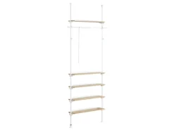 SoBuy Holzregale|Garderoben^Teleskopstange Kleiderständer mit 1 Kleiderstange und 5 Ablagen KLS15-WN