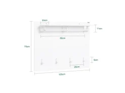 SoBuy Wandgarderobe Garderobenleiste mit Regal und Haken Garderobenpaneel für Flur FHK36-W