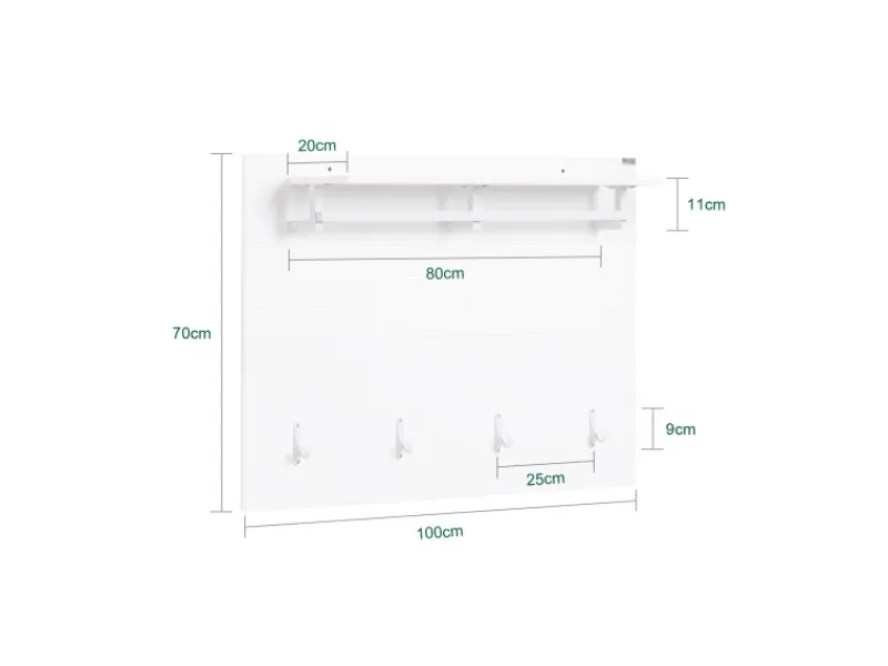 SoBuy Wandgarderobe Garderobenleiste mit Regal und Haken Garderobenpaneel für Flur FHK36-W