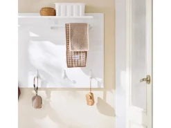 SoBuy Wandgarderobe Garderobenleiste mit Regal und Haken Garderobenpaneel für Flur FHK36-W