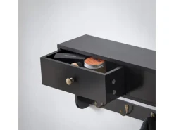 SoBuy Wandgarderobe mit 2 Schubladen und 5 Haken MDF Schwarz FRG178-SCH