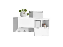 SoBuy Wandgarderobe mit 2 Klappen und 5 Haken MDF Weiß FHK24-W