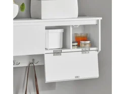 SoBuy Wandgarderobe mit 2 Klappen und 5 Haken MDF Weiß FHK24-W