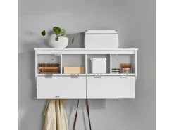 SoBuy Wandgarderobe mit 2 Klappen und 5 Haken MDF Weiß FHK24-W