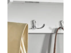 SoBuy Wandgarderobe mit 2 Klappen und 5 Haken MDF Weiß FHK24-W