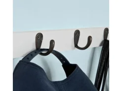 SoBuy Regal Weiß|Wandregale^Wandgarderobe mit 2 Schubladen und 5 Haken Holz Weiß FRG178-W