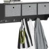 SoBuy Wandgarderobe mit 3 Körben und 5 Haken Holz Schwarz FRG282-SCH