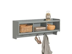 SoBuy Wandgarderobe mit 3 Körben und 4 Haken MDF Grau FHK28-HG