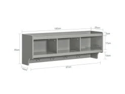 SoBuy Wandgarderobe mit 3 Körben und 4 Haken MDF Grau FHK28-HG