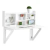 SoBuy Regal Weiß|Holzregale^Wandklapptisch mit integriertem Regal MDF Weiß FWT07-II-W