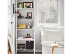 SoBuy Wandregale^Wandregal Leiterregal Standregal Bücherregal Weiß FRG61-W