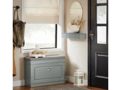 SoBuy Wandschrank Hängeregal Wandregal Wandgarderobe Hellgrau FRG43-HG