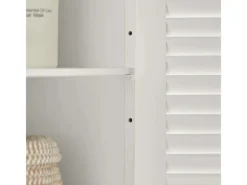 SoBuy Waschbeckenunterschrank Badschrank mit 2 Lamellentüren MDF 60x58x35cm Weiß FRG237-W