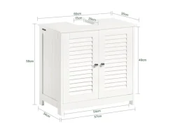 SoBuy Waschbeckenunterschrank Badschrank mit 2 Lamellentüren MDF 60x58x35cm Weiß FRG237-W