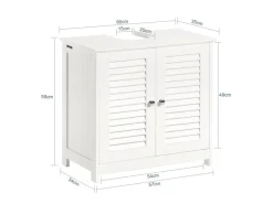 SoBuy Waschbeckenunterschrank Badschrank mit 2 Lamellentüren MDF 60x58x35cm Weiß FRG237-W