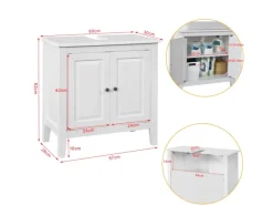 SoBuy Waschbeckenunterschrank Badschrank mit 2 Türen MDF 60x62x30cm Weiß FRG202-W